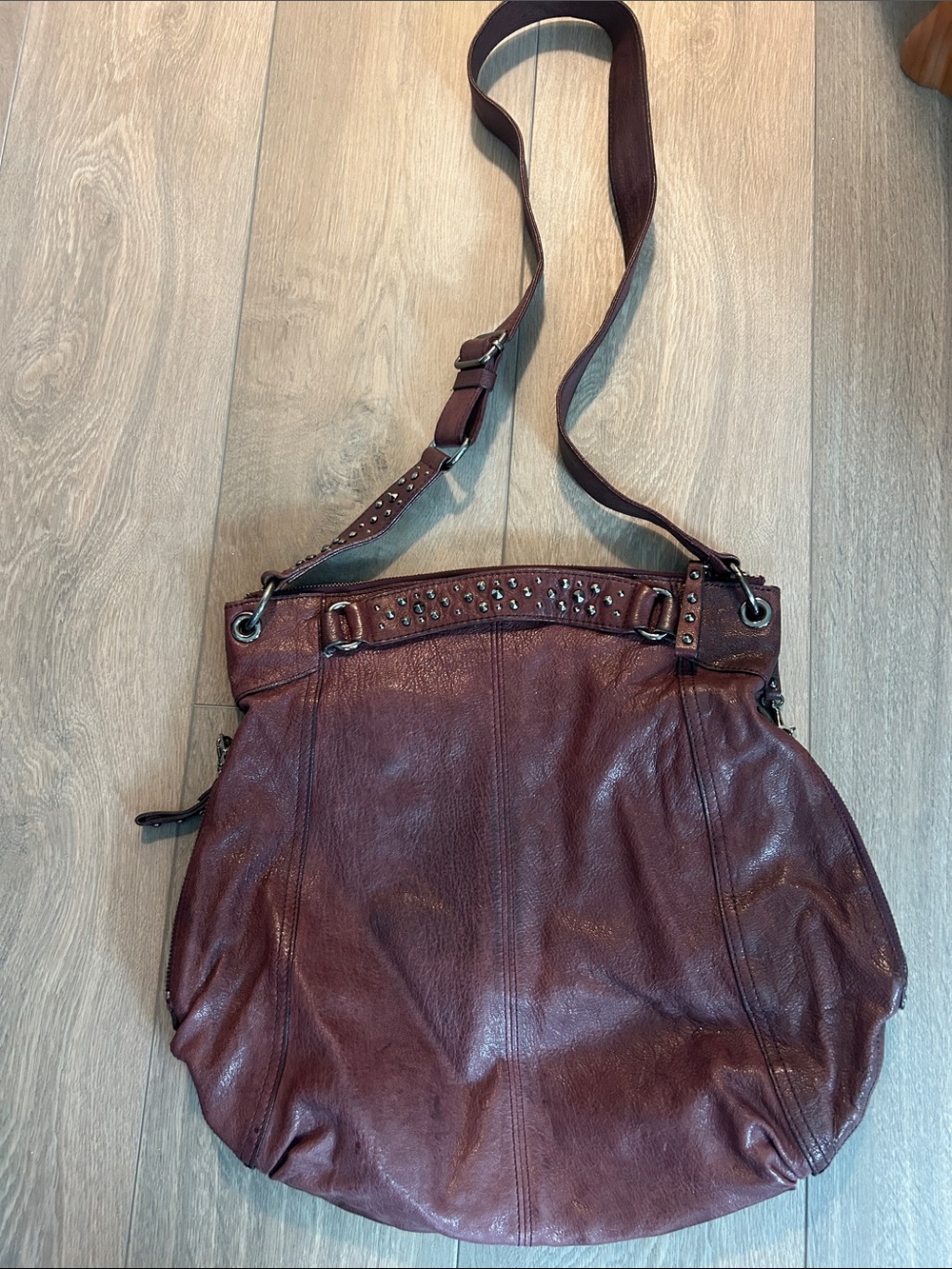 Banana Republic Goat Leather Crossbody Bag in Deep Burgundy